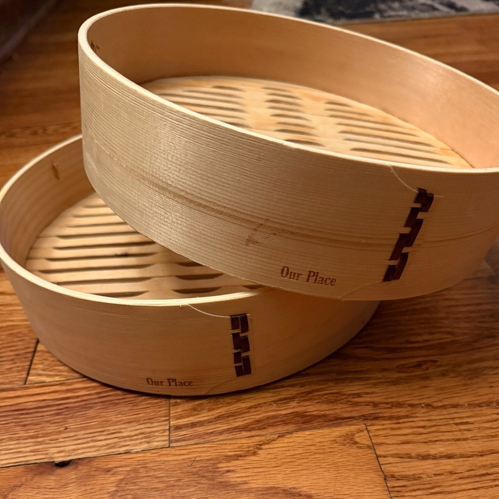 Our Place Spruce Steamer Natural Wood Two-Tier Bamboo Kitchen Accessory